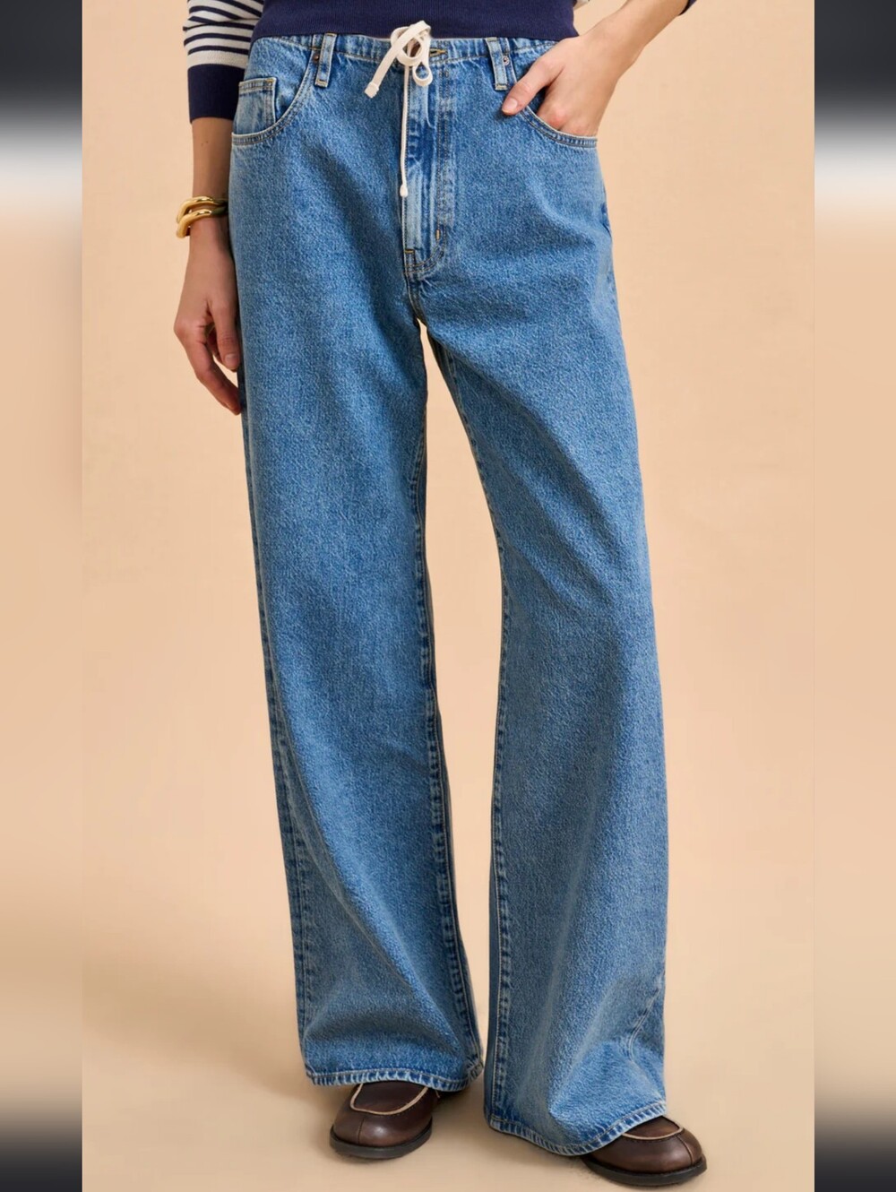 La Ligne Jenny Mid Rise Wide Leg Drawstring Jean Sz 31 - Picture 2 of 13